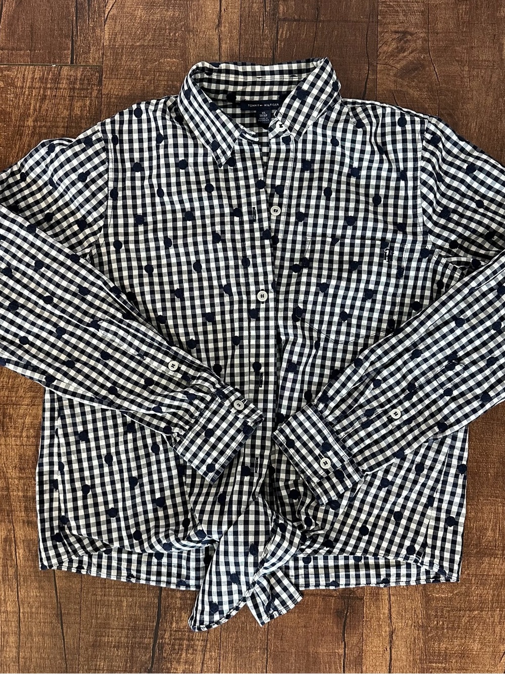 Tommy Hilfiger Navy and White Gingham Button-Down Shirt